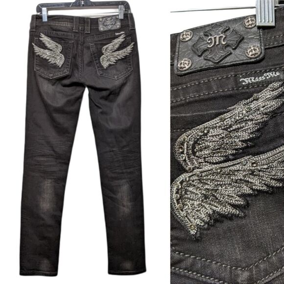 MISS ME Wing Design Pocket Skinny Jeans 29 - Picture 10 of 10